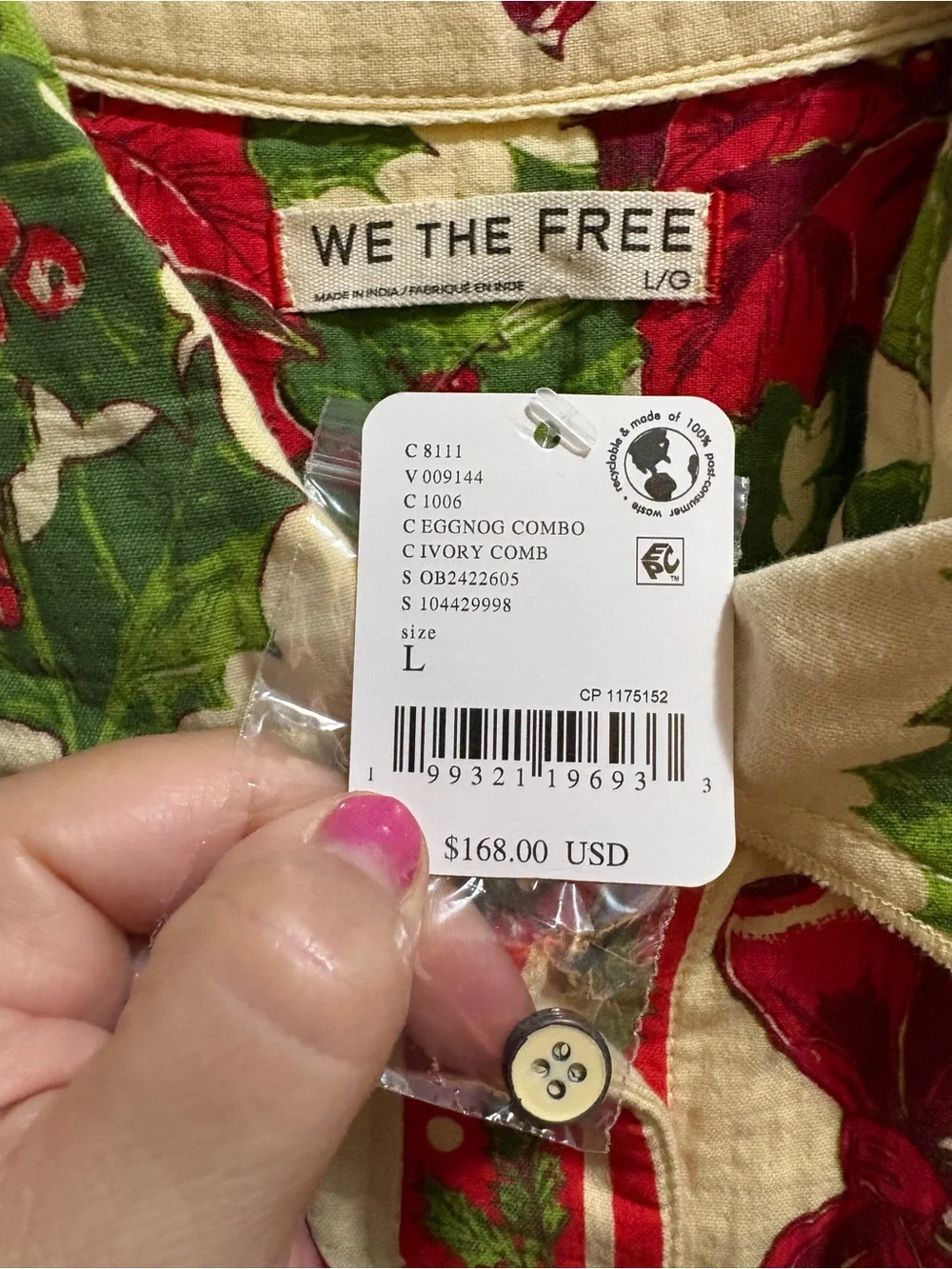 Free People We The Free Holiday Blooms Button Down Shirt